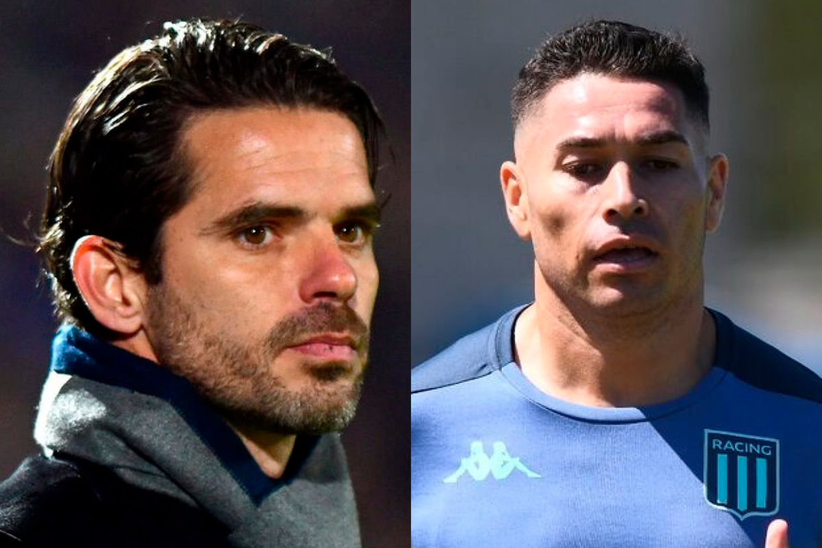 Primer plano a Fernando Gago y Óscar Opazo, actual entrenador y jugador de Racing Club, respectivamente.