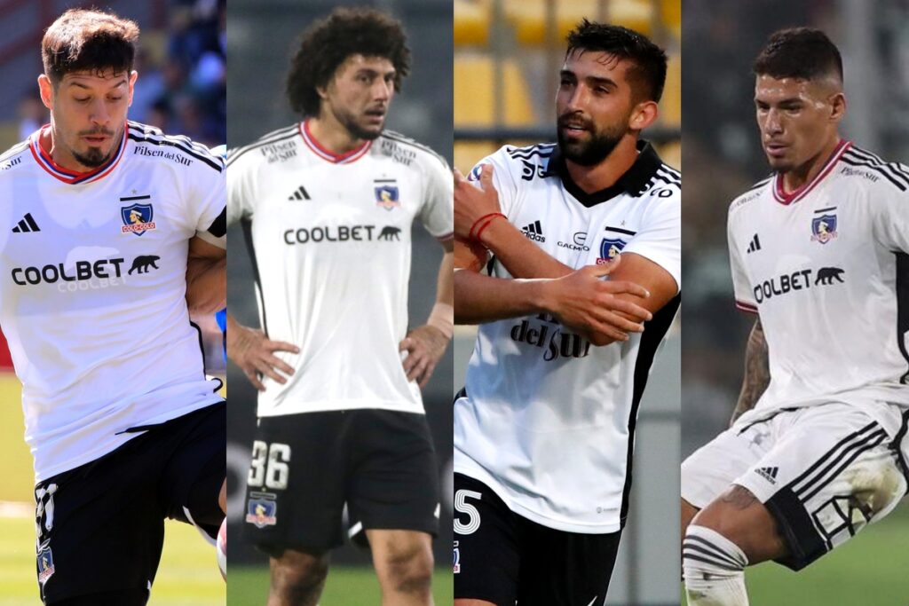 Matías de los Santos, Maximiliano Falcón, Emiliano Amor y Alan Saldivia defendiendo la camiseta de Colo-Colo.