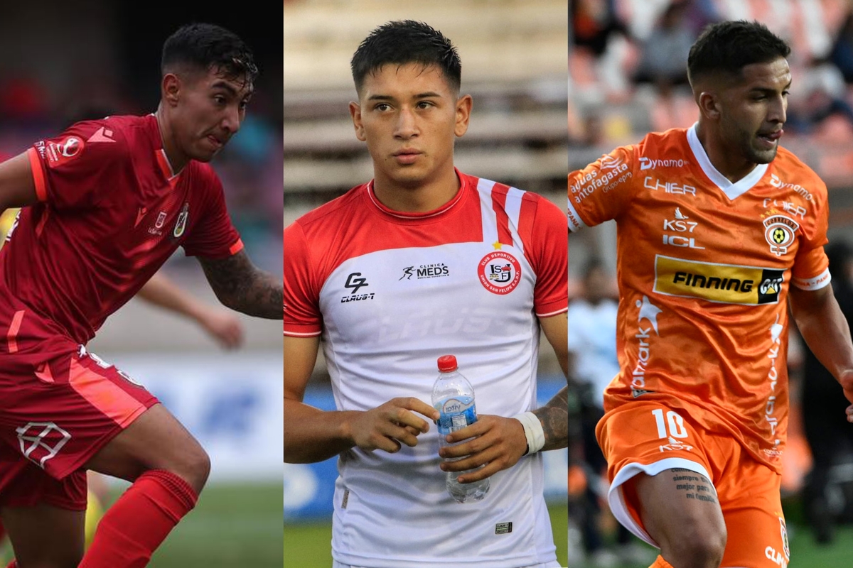 Ethan Espinoza, Nicolás Garrido e Ignacio Jara defendiendo las camisetas de sus nuevos clubes.