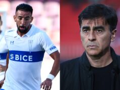 Mauricio Isla jugando por la Universidad Católica y Gustavo Quinteros dirigiendo a Colo-Colo.