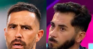 Primer plano de Claudio Bravo (sector izquierdo) y ex el futbolista profesional Johnny Herrera (lado derecho)