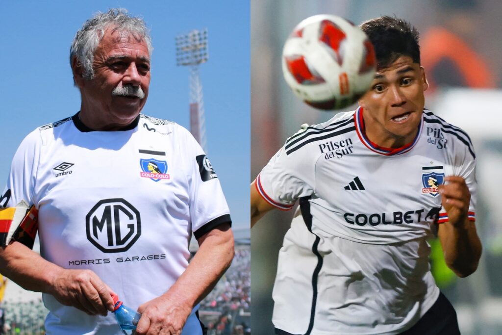 Carlos Caszely y Damián Pizarro con la camiseta de Colo-Colo