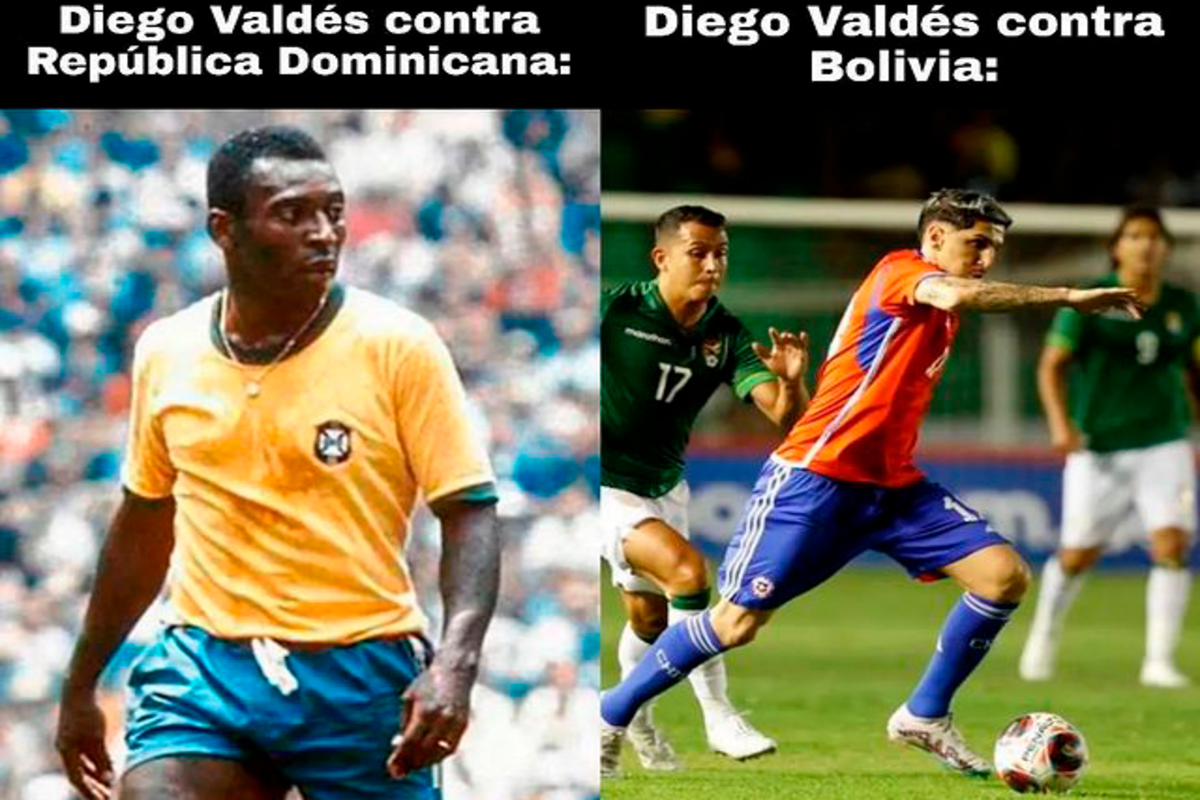 Meme sobre Diego Valdés y su actuación frente a Bolivia tras defender la camiseta de la selección chilena.