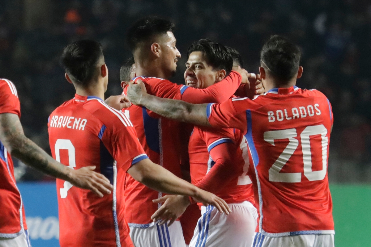 Celebración de la Selección Chilena en el triunfo de La Roja ante Cuba.