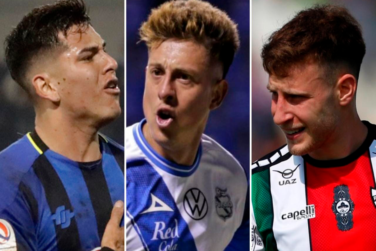 Primer plano a los jugadores Maximiliano Rodríguez, Pablo Parra y Bruno Barticciotto, quienes están en carpeta de Colo-Colo para reforzar al equipo el segundo semestre del 2023.