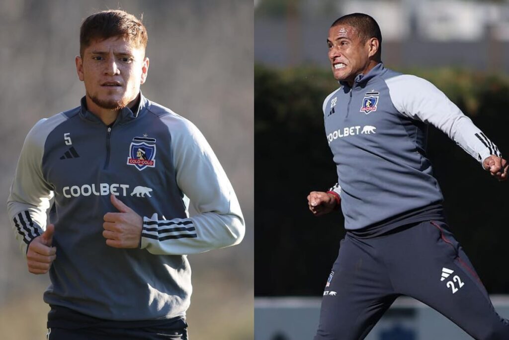 Leonardo Gil y Leandor Benegas entrenando durante la intertemporada 2023 de Colo-Colo.