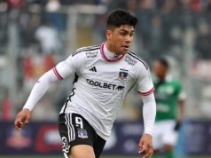 Damián Pizarro durante el partido de Colo-Colo vs Deportivo Cali
