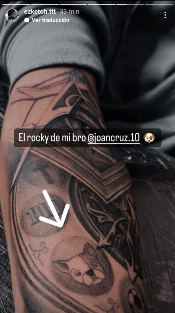 Tatuaje de Joan Cruz, subido a sus historias de Instagram