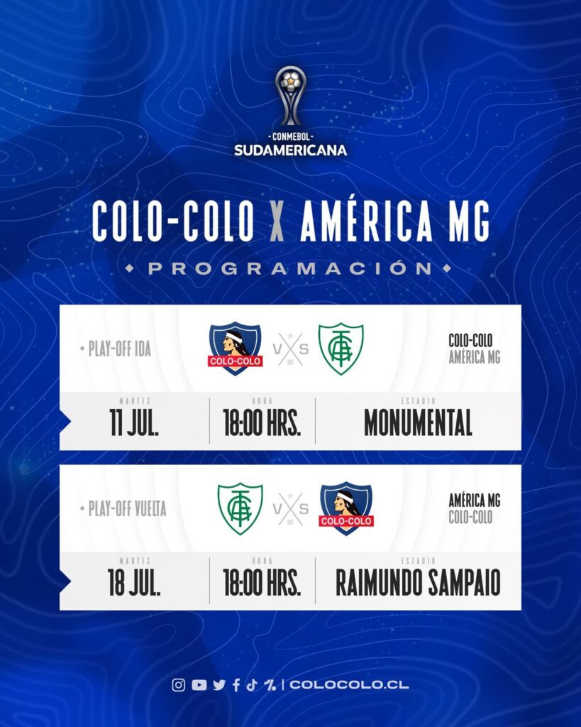 Fixture de Colo-Colo para disputar los Playoffs de  Copa Sudamericana