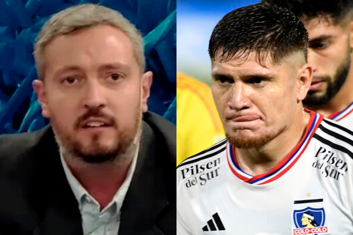 Primer plano al periodista Argentino Pablo Carrozza y a Leonardo Gil, actual volante de Colo-Colo.