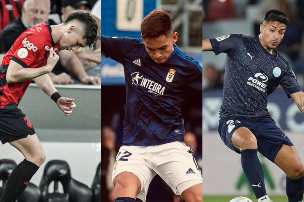 Luciano Arriagada en Athletico Paranaense, Joan Cruz con Real Oviedo y Williams Alarcón con la camiseta del Ibiza