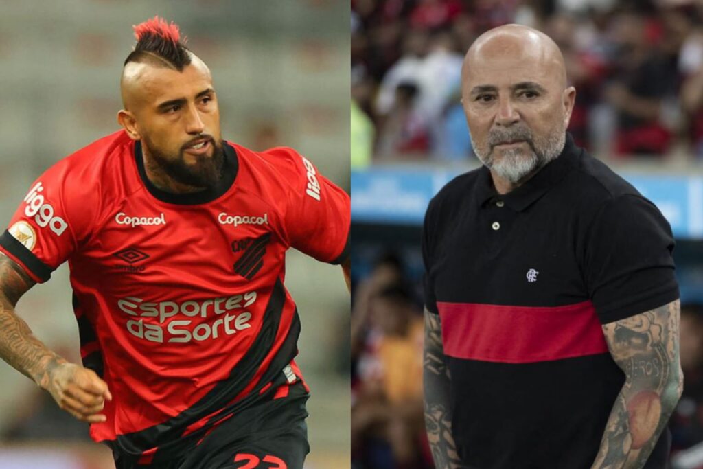 Arturo Vidal y Jorge Sampaoli