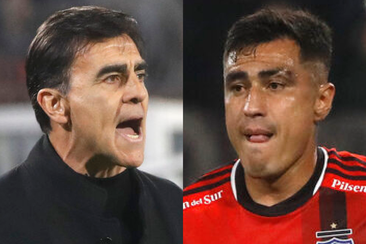 Primer plano a los rostros de Darío Lezcano y Gustavo Quinteros, actual entrenador y delantero de Colo-Colo, respectivamente.