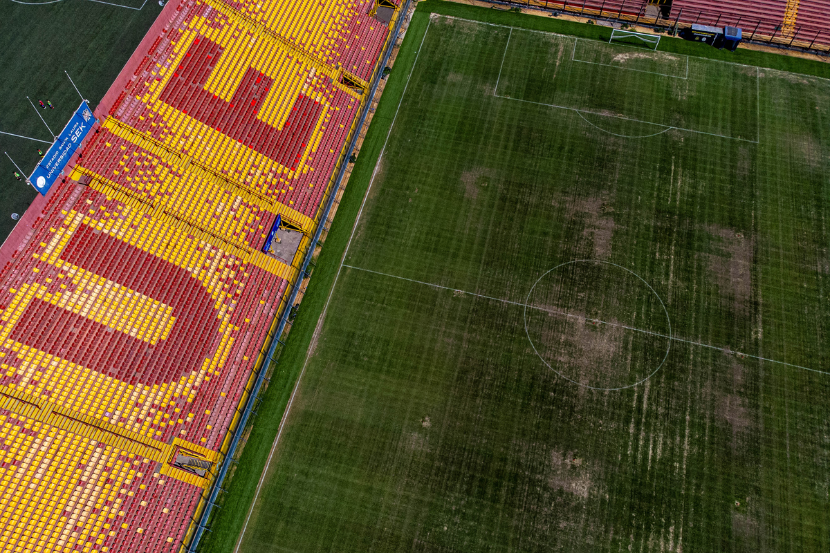 Estadio Santa Laura observado desde las alturas.