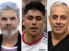 Primer plano a los rostros de Juan Cristóbal Guarello, Damián Pizarro y Fernando Felicevich, actual periodista deportivo, jugador de Colo-Colo y representante de futbolistas, respectivamente.
