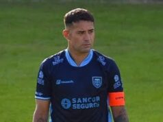 Primer plano a Claudio Bieler con la camiseta de Atlético Rafaela.