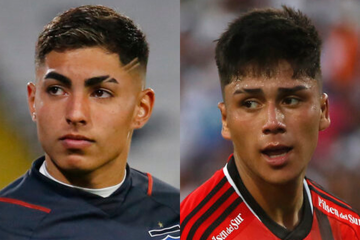 Primer plano a los rostros de Damián Pizarro y Jordhy Thompson, actuales jugadores de Colo-Colo durante la temporada 2023.