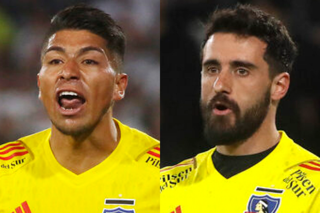 Primer plano a los rostros de Fernando de Paul y Brayan Cortés, actuales arqueros de Colo-Colo.