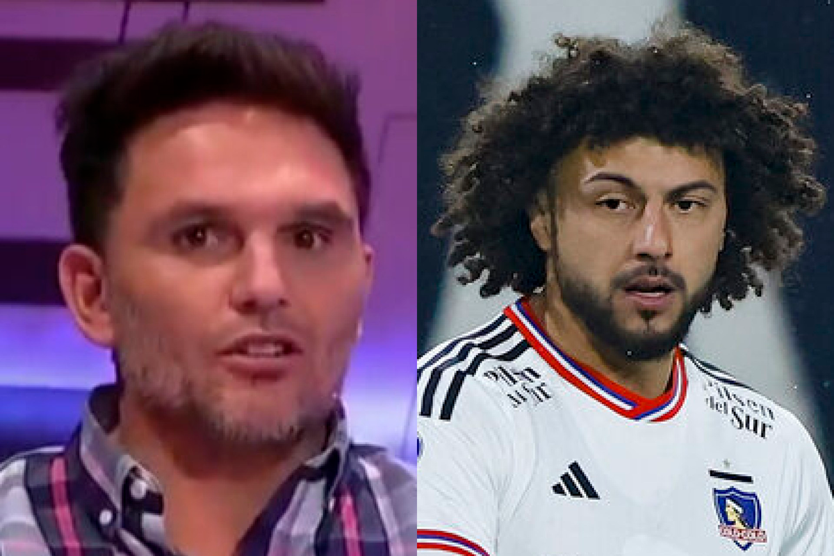 Primer plano a los rostros de Rafael Olarra y Maximiliano Falcón, ex futbolista profesional y actual jugador de Colo-Colo, respectivamente.