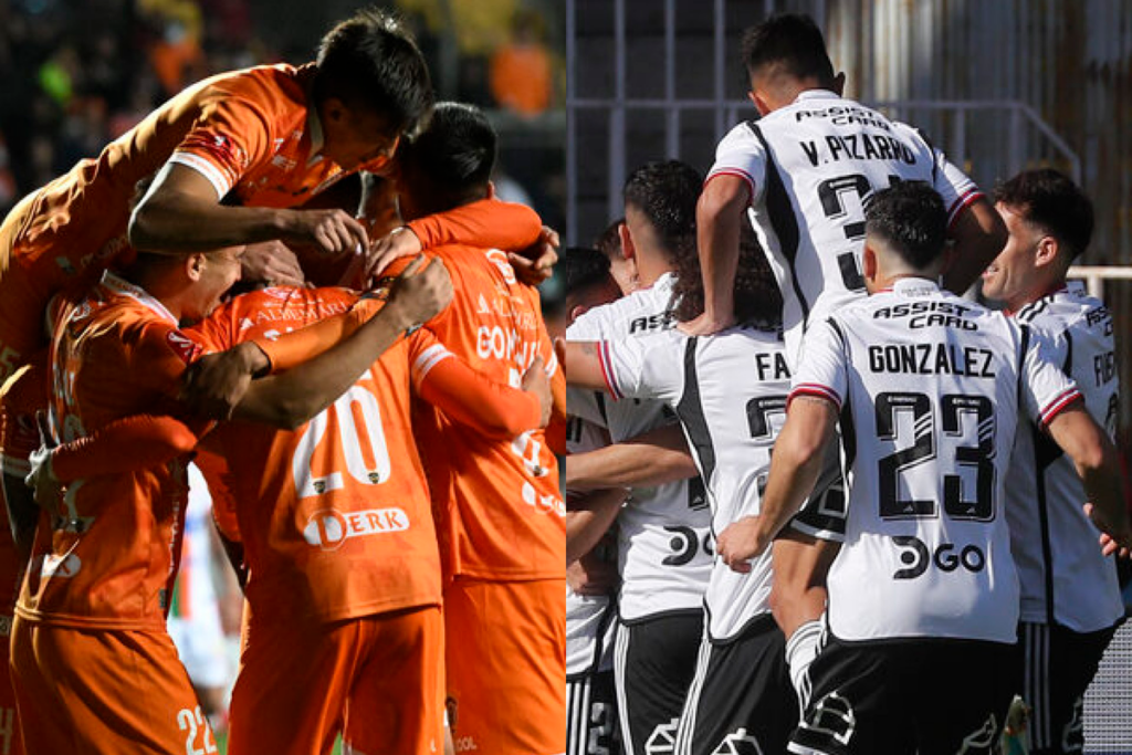 Fotografía donde se presencia la celebración de los futbolistas de Colo-Colo y Cobreloa tras anotar un gol durante la temporada 2023.