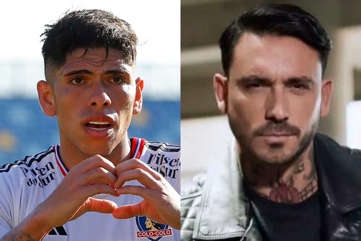 Primer plano al rostro de Carlos Palacios y Mauricio Pinilla, actual jugador de Colo-Colo y periodista deportivo, respectivamente.