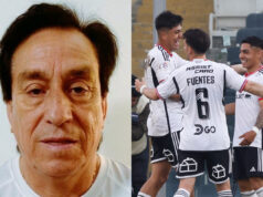 Roberto Rojas serio. Jugadores de Colo-Colo abrazándose.