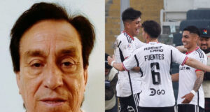 Roberto Rojas serio. Jugadores de Colo-Colo abrazándose.