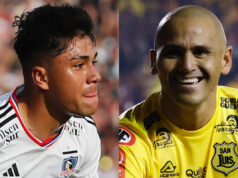 Damián Pizarro con la lengua afuera. Humberto Suazo sonriente.