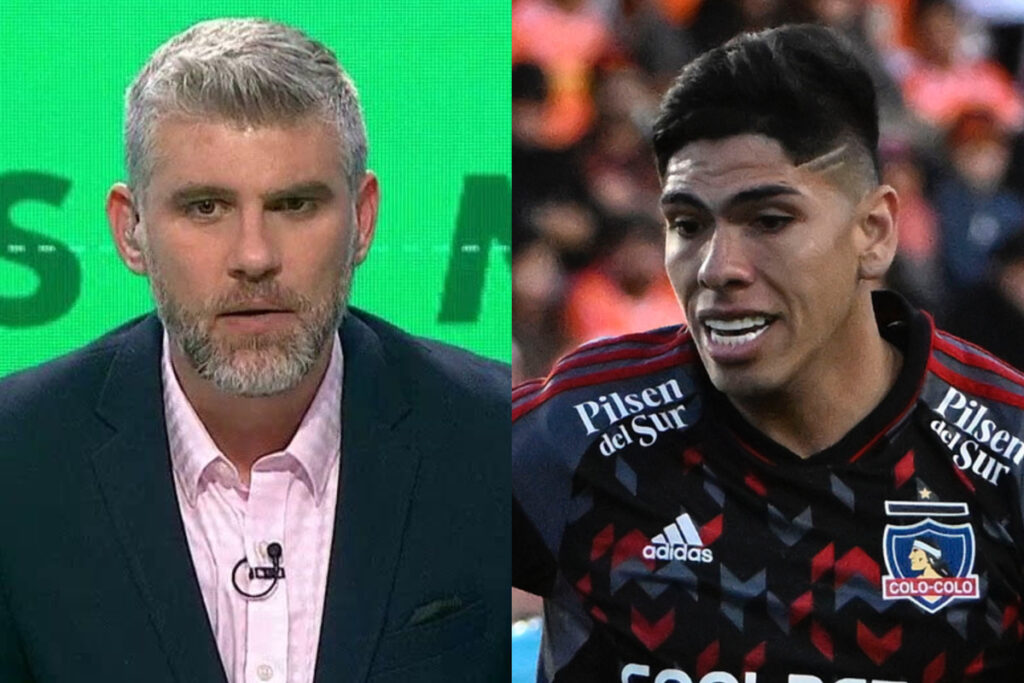 Manuel de Tezanos serio. Carlos Palacios con la camiseta de Colo-Colo.