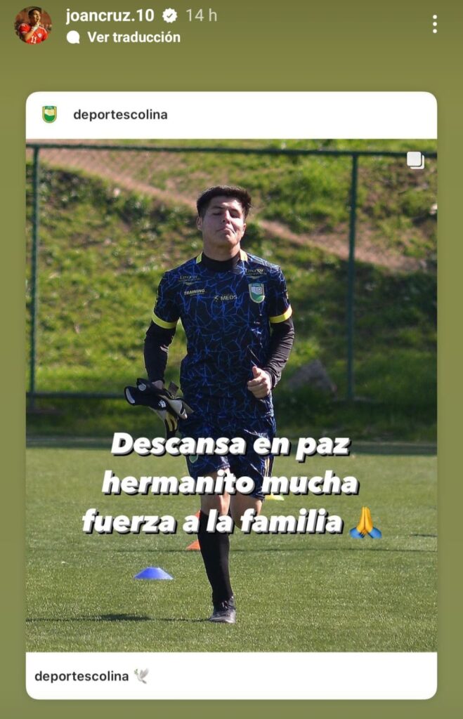 Historia de Joan Cruz en Instagram despidiendo a Bastián Tapia