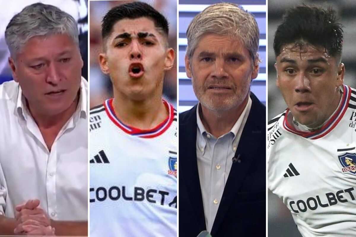 Collage con los rostros de los futbolistas de Colo-Colo Damián Pizarro y Jordhy Thompson, sumado a los comentaristas deportivos Patricio Yáñez y Juan Cristóbal Guarello.