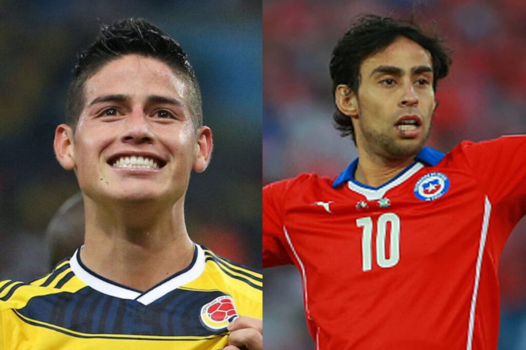 Primer plano a los rostros de James Rodríguez y Jorge Valdivia