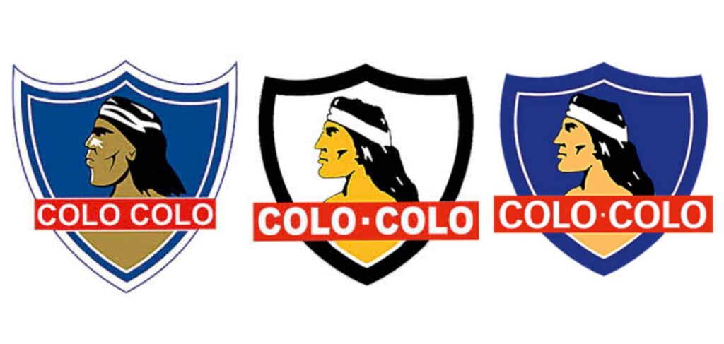 Los tres cambios de escudos de Colo-Colo con el indio en el pecho.