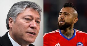 Primer plano a los rostros de Patricio Yáñez y Arturo Vidal.