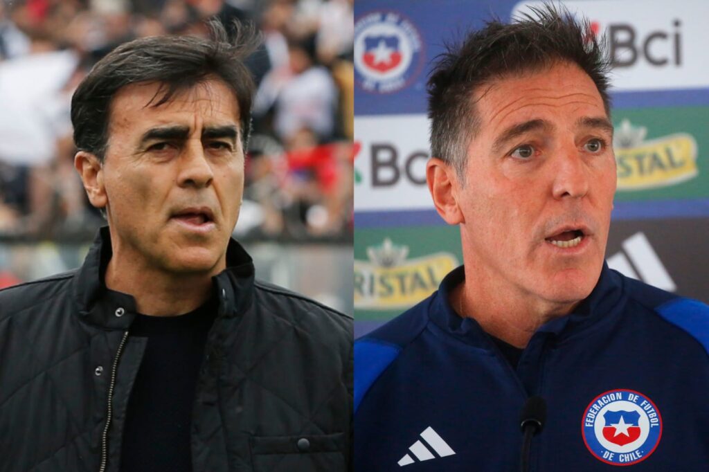 Primer plano a los rostros de Gustavo Quinteros y Eduardo Berizzo.