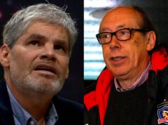Primer plano a los rostros de Juan Cristóbal Guarello y Alfredo Stöhwing.
