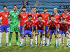 Formación de la Selección Chilena en un amistoso frente a Perú en el Estadio Tierra de Campeones.