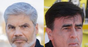 Primer plano a los rostros de Juan Cristóbal Guarello y Gustavo Quinteros.