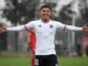 Enzo Romero celebrando su gol convertido en el triunfo sobre Huachipato con la Categoría de Proyección.