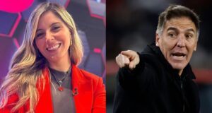 Primer plano al torso y rostro de Verónica Bianchi y Eduardo Berizzo.