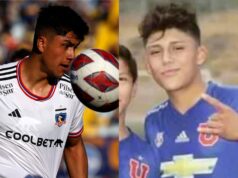 Damián Pizarro con las camisetas de Colo-Colo y la Universidad de Chile