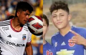 Damián Pizarro con las camisetas de Colo-Colo y la Universidad de Chile