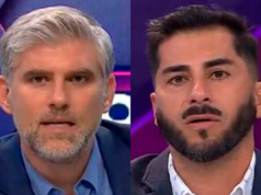 Primer plano a los rostros de Manuel de Tezanos y Johnny Herrera, actuales panelista deportivos en el programa Todos Somos Técnicos de TNT Sports.