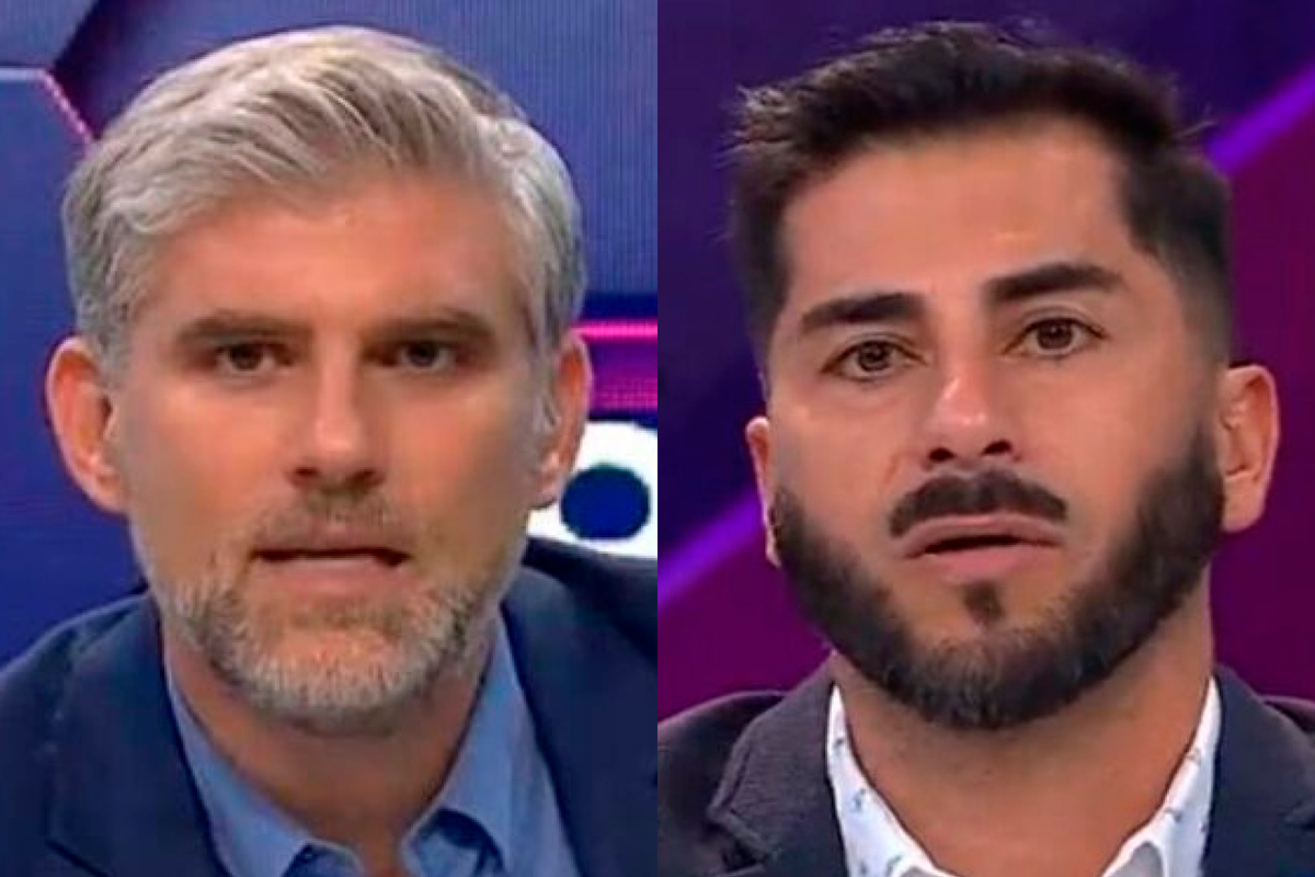 Primer plano a los rostros de Manuel de Tezanos y Johnny Herrera, actuales panelista deportivos en el programa Todos Somos Técnicos de TNT Sports.
