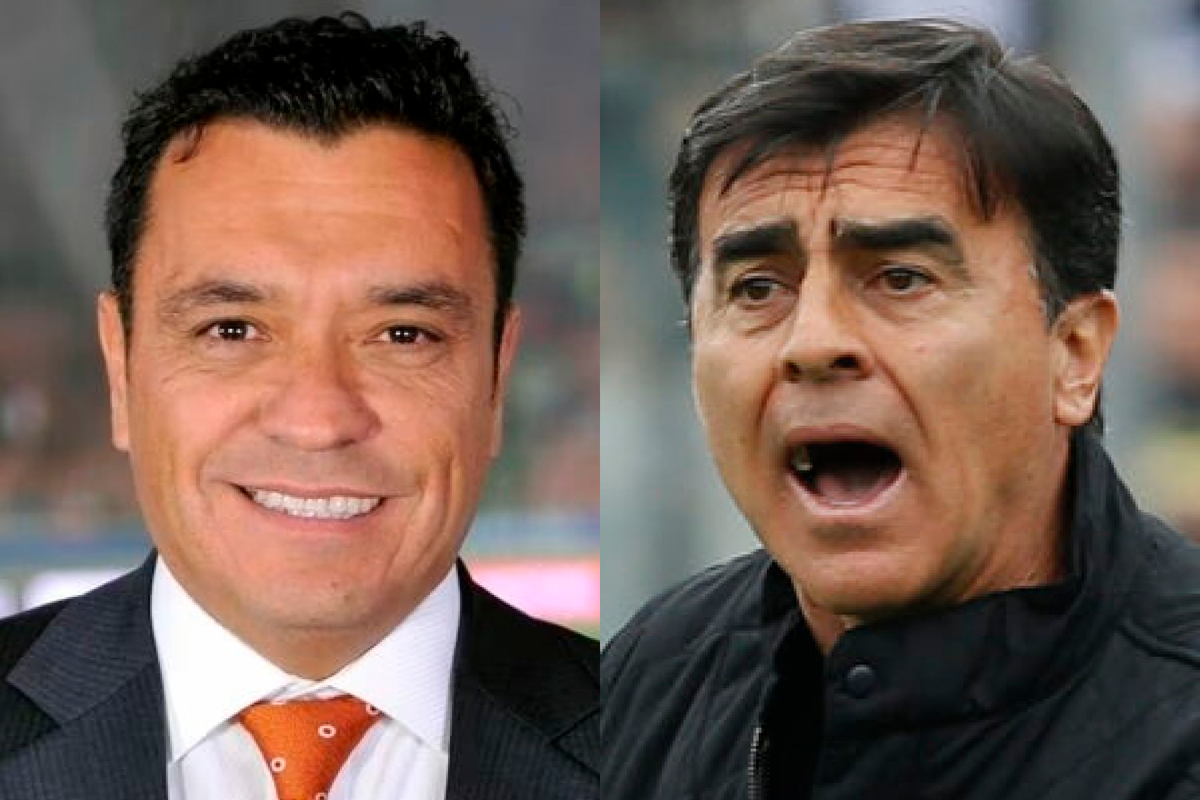 Primer plano al rostro de Claudio Palma y Gustavo Quinteros, actual comentarista deportivo y entrenador de Colo-Colo, respectivamente.