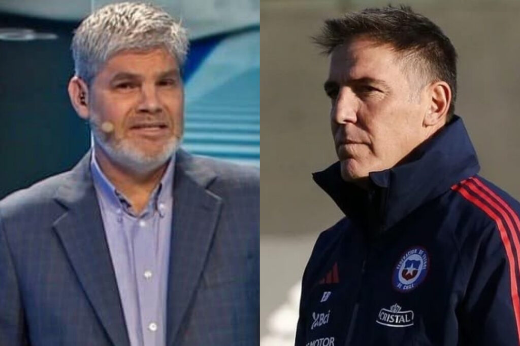 Juan Cristóbal Guarello y Eduardo Berizzo serios, quienes actualmente se desempeñan como periodista deportivo y entrenador de la Selección Chilena, respectivamente.