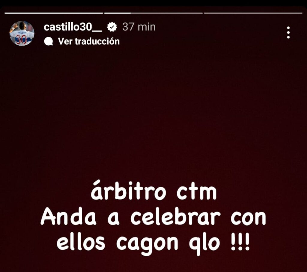 Crítica de Nicolás Castillo por el arbitraje de Felipe González en el partido de Colo-Colo vs Universidad Católica. 