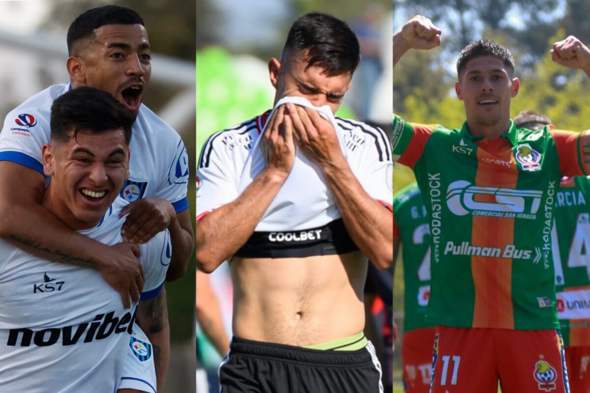 Huachipato y Cobresal celebrando sus goles en esta fecha, mientras Vicente Pizarro lamenta la derrota de Colo-Colo.