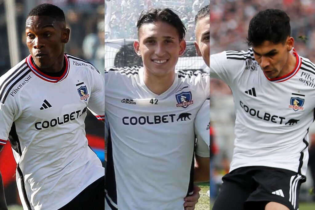 Fabián Castillo, Matías Ferrari y Erick Wiemberg con la camiseta de Colo-Colo.