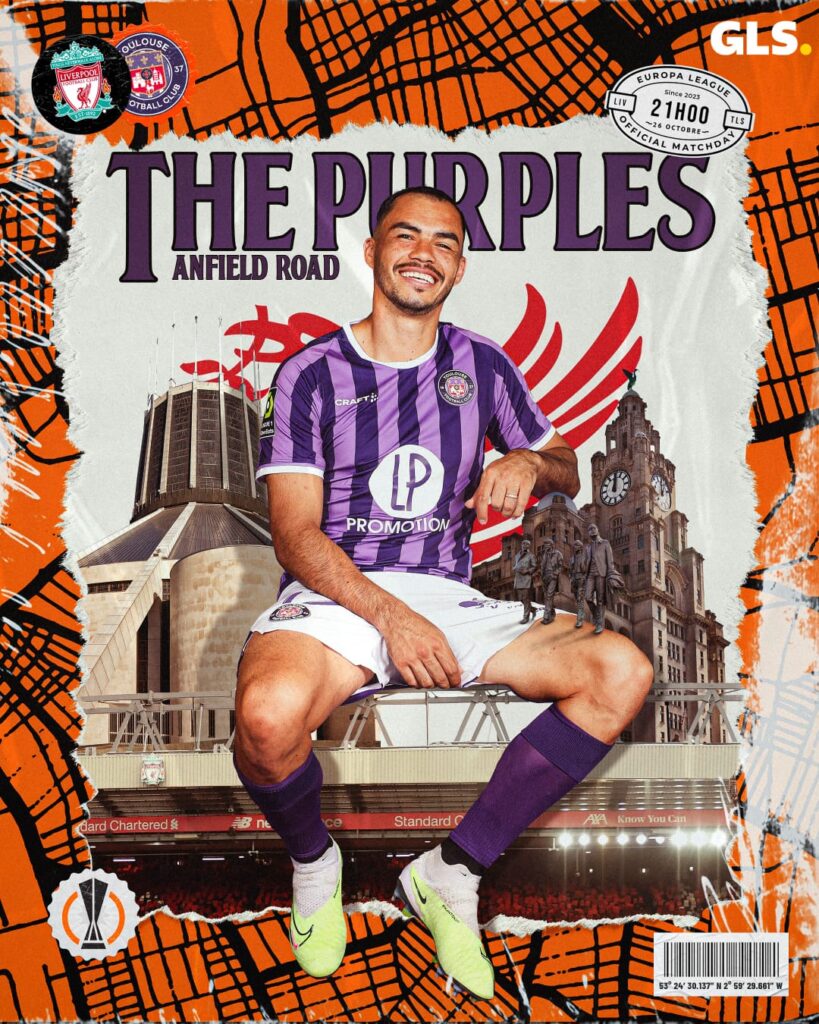 Afiche del Toulouse que anuncia el partido frente a Liverpool por la Europa League con Gabriel Suazo como protagonista